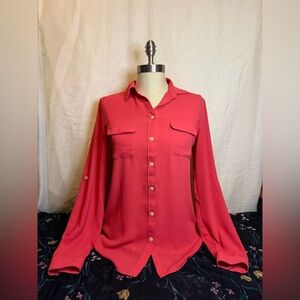 LOFT Coral Button-Down Shirt